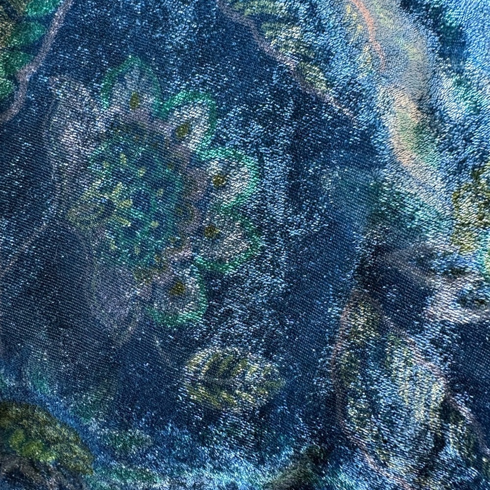 SALE J. Jill Peacock Blue Velvet Top | Printed Luxe Blouse | Women’s Medium - Picture 6 of 8